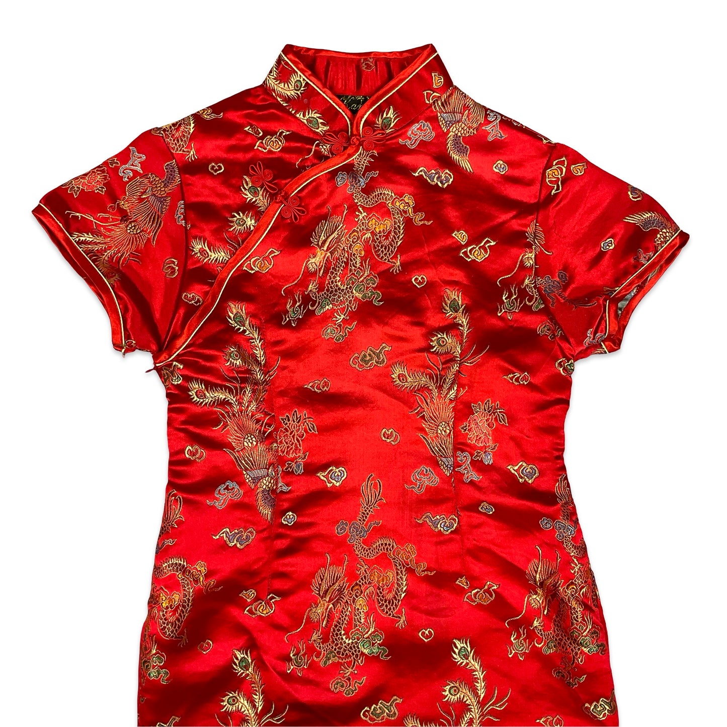 Vintage Red & Gold Chinese Cheongsam Dress 4 6