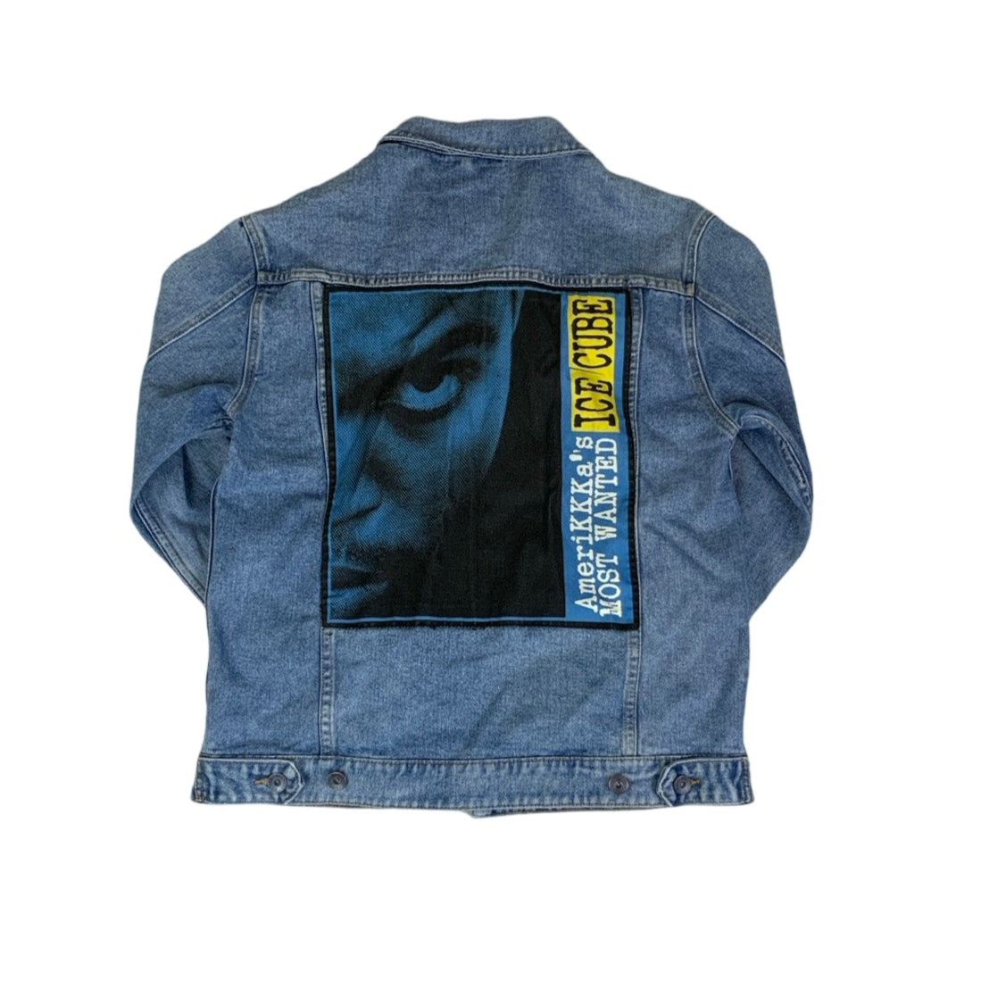 Vintage 90s Ice Cube AmeriKKKa’s MOST WANTED Denim Trucker Jacket S M