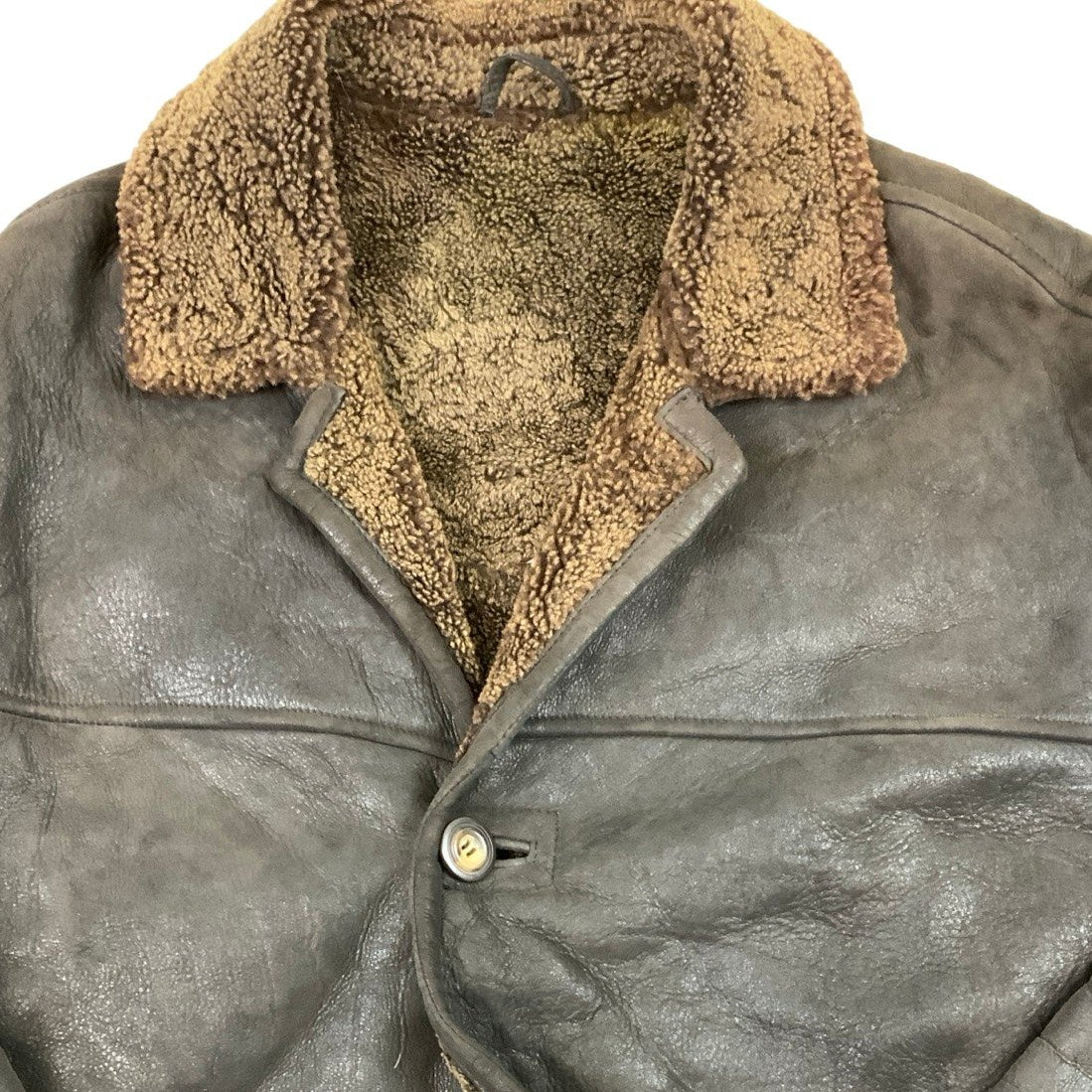 Vintage Leather Shearling Jacket L XL