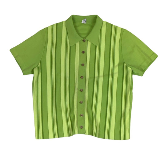 Vintage 90s 'Kammgarn' Green Yellow Striped Polo Shirt 18 L