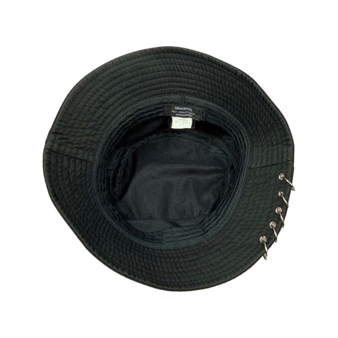 Vintage Black With Hoop Detail Bucket Hat
