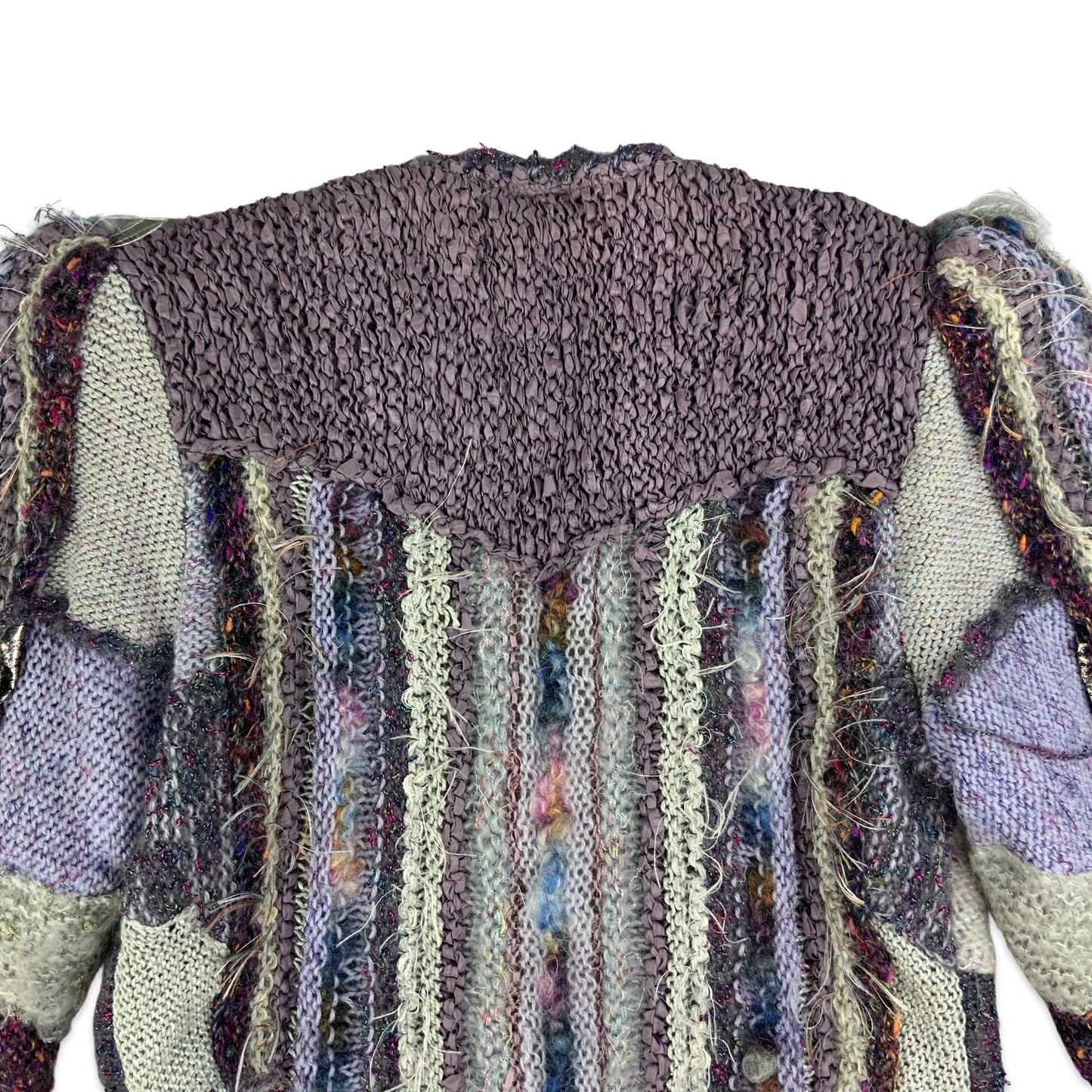 90s Purple Patchwork Knitted Cardigan