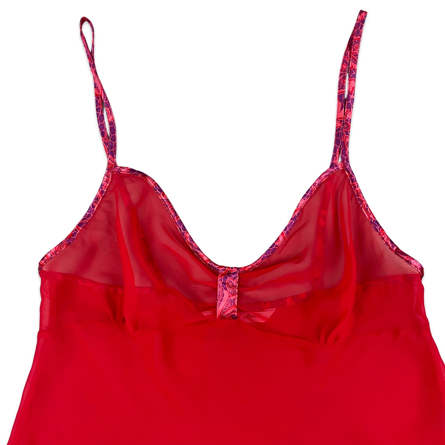 Y2K Red Sheer Spaghetti Strap Loose Fit Top 6 8 10