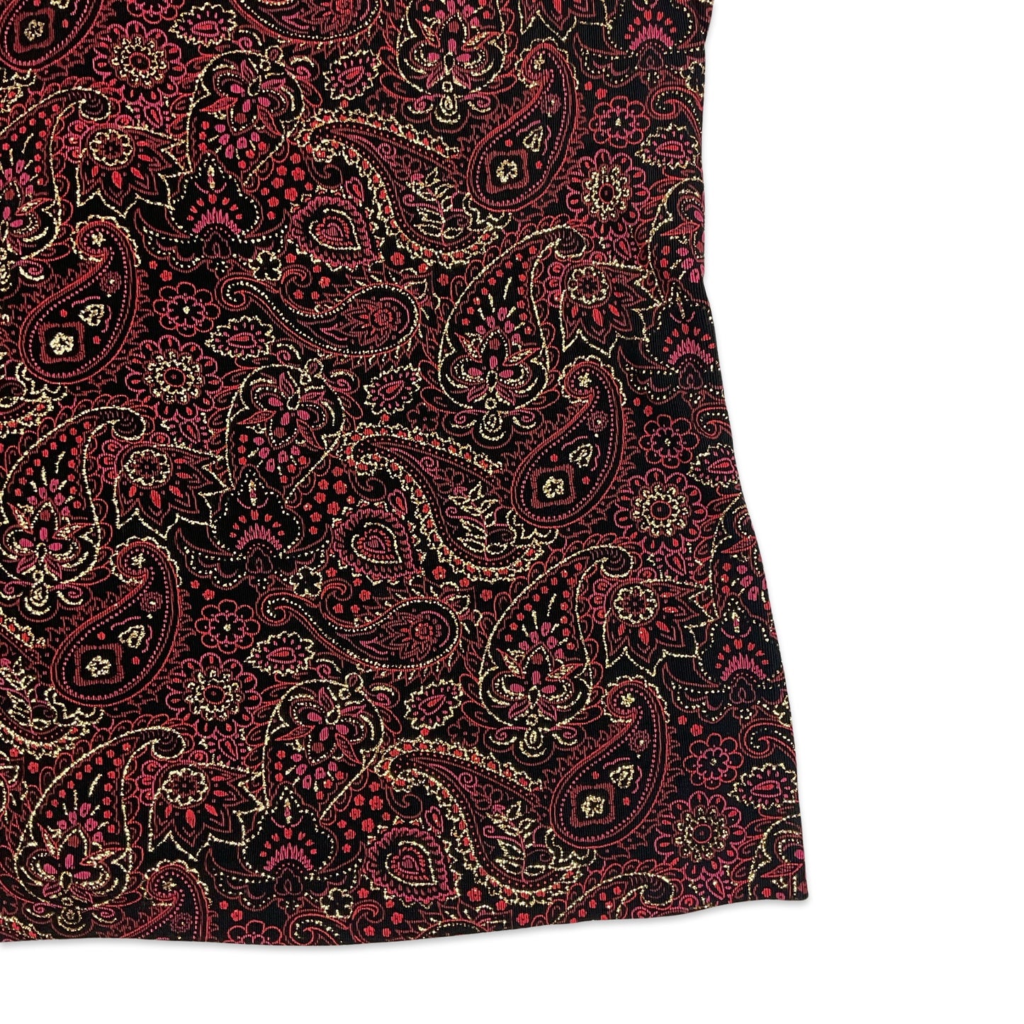 90s Red & Gold Paisley Print Vest Top 10 12 14 16