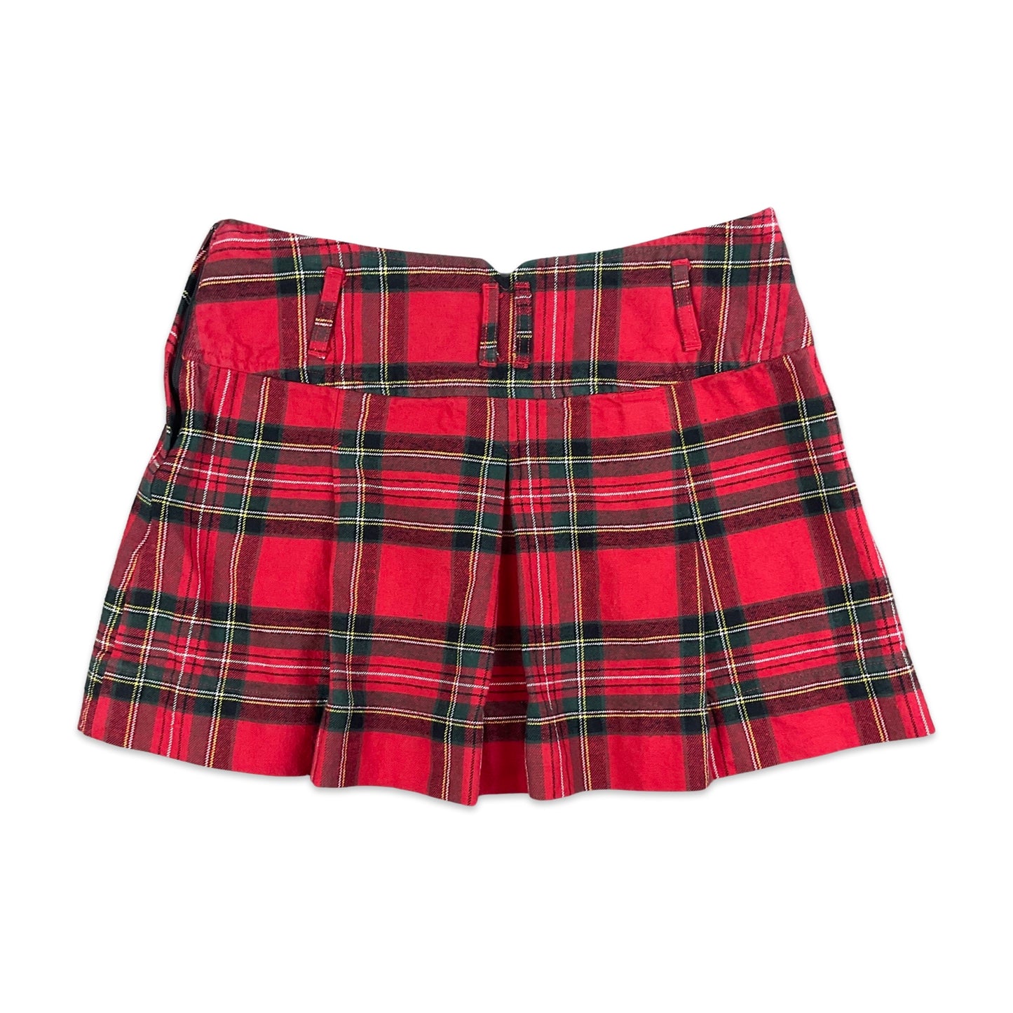 Vintage 90s Red Tartan Pleated Mini Skirt 10 12