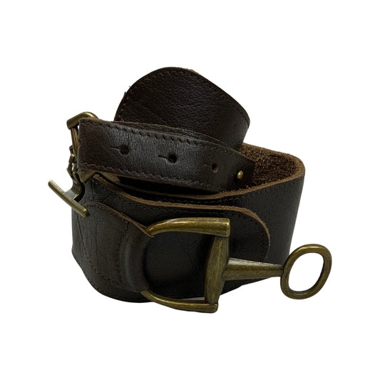 Vintage Bridle Buckle Brown Leather Belt