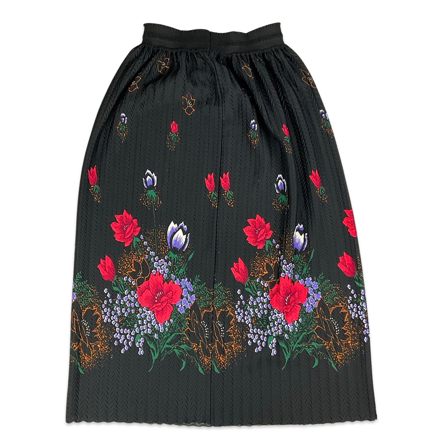 Vintage Black Floral Maxi Skirt