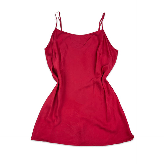 90s Red Silk Slip Dress