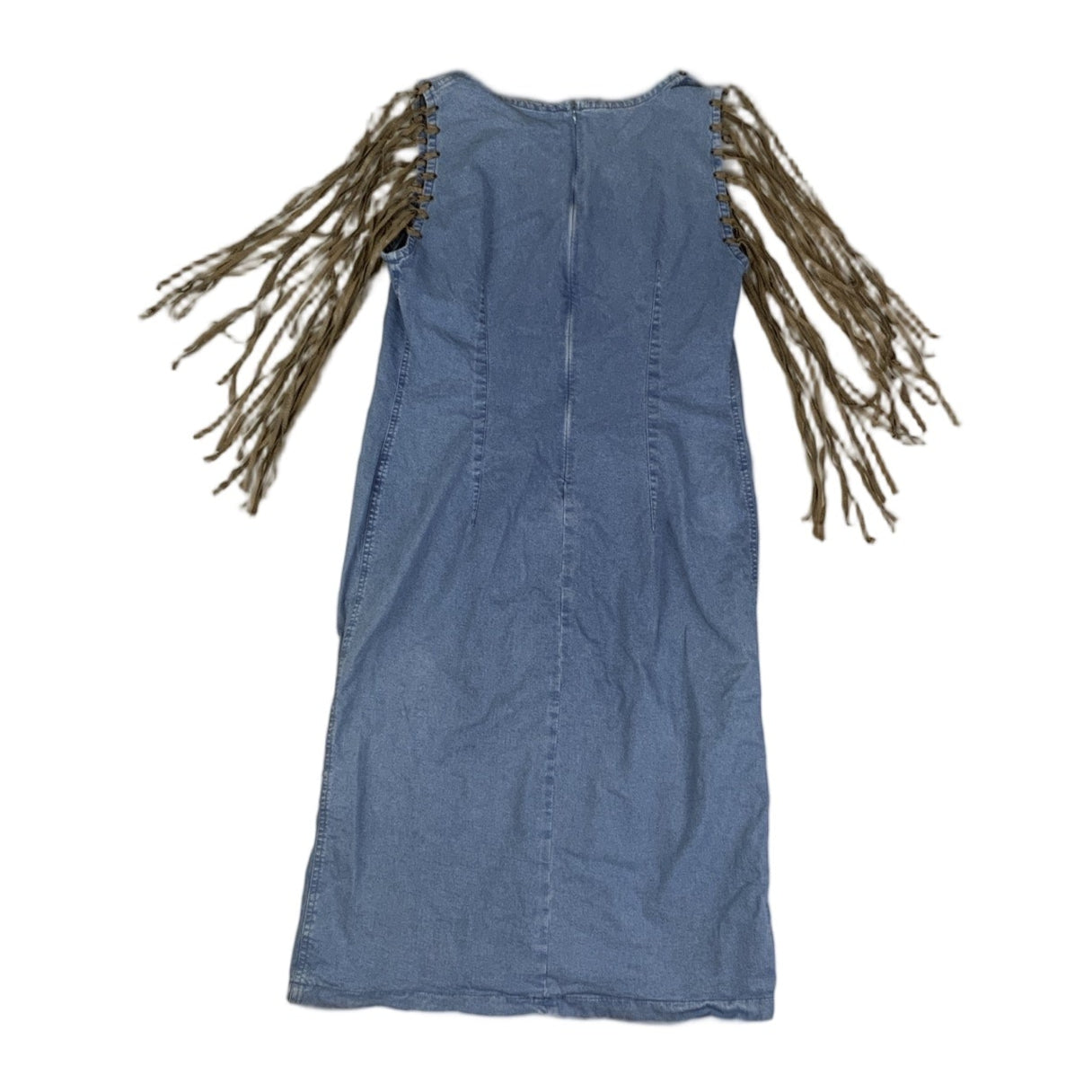 Vintage 90s 00s Y2k 'Bianca Maria Caselli’ Suede Leather Tassel Sleeveless Midi Dress 10 12 S