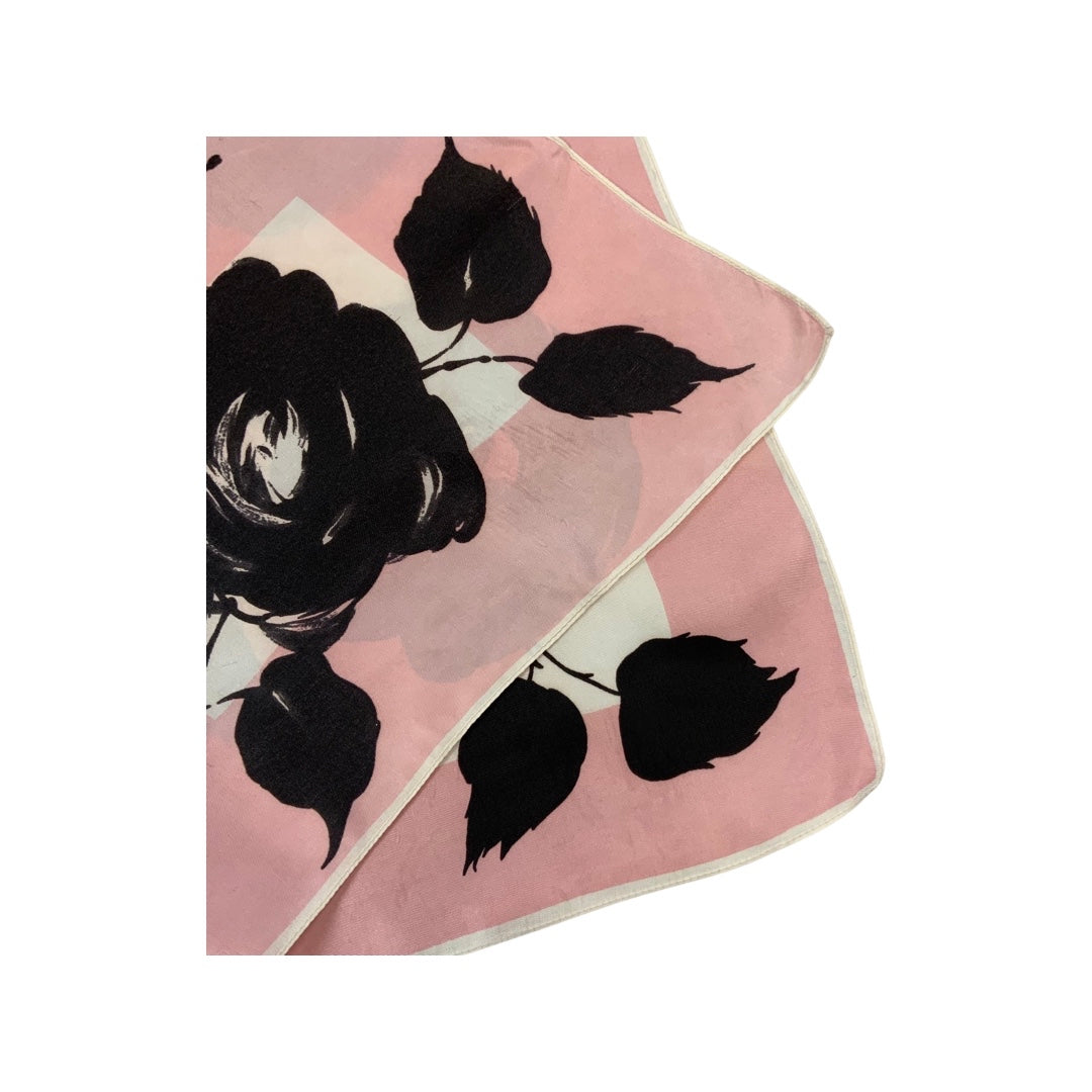 Vintage Pink Black Floral Scarf