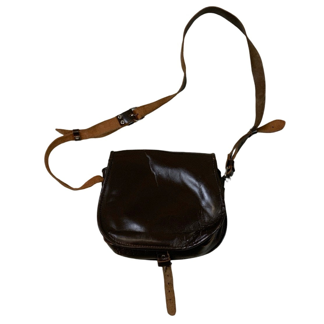 Vintage Brown Buckle Leather Saddle Shoulder Bag