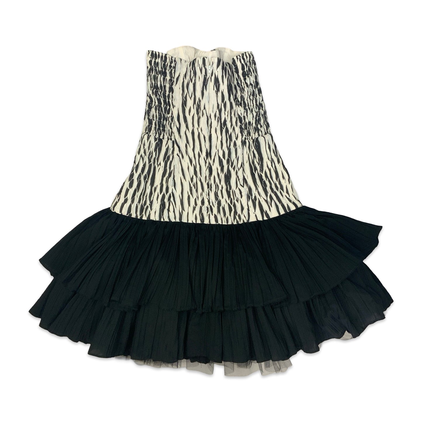 90s Black & White Drop Waist Pleated Mini Dress 8