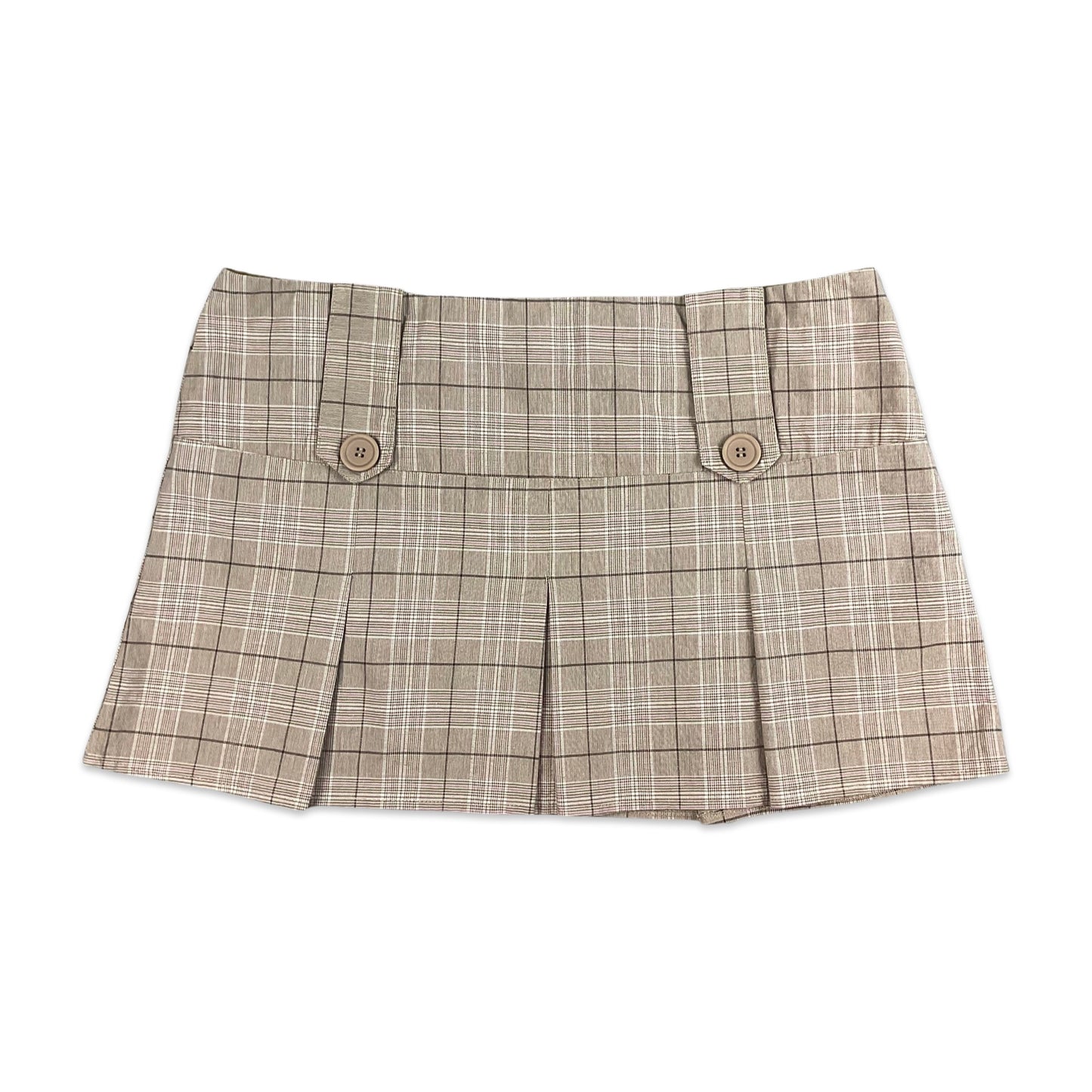 Vintage 90s Brown Pink Checkered Pleated Mini Skirt 14