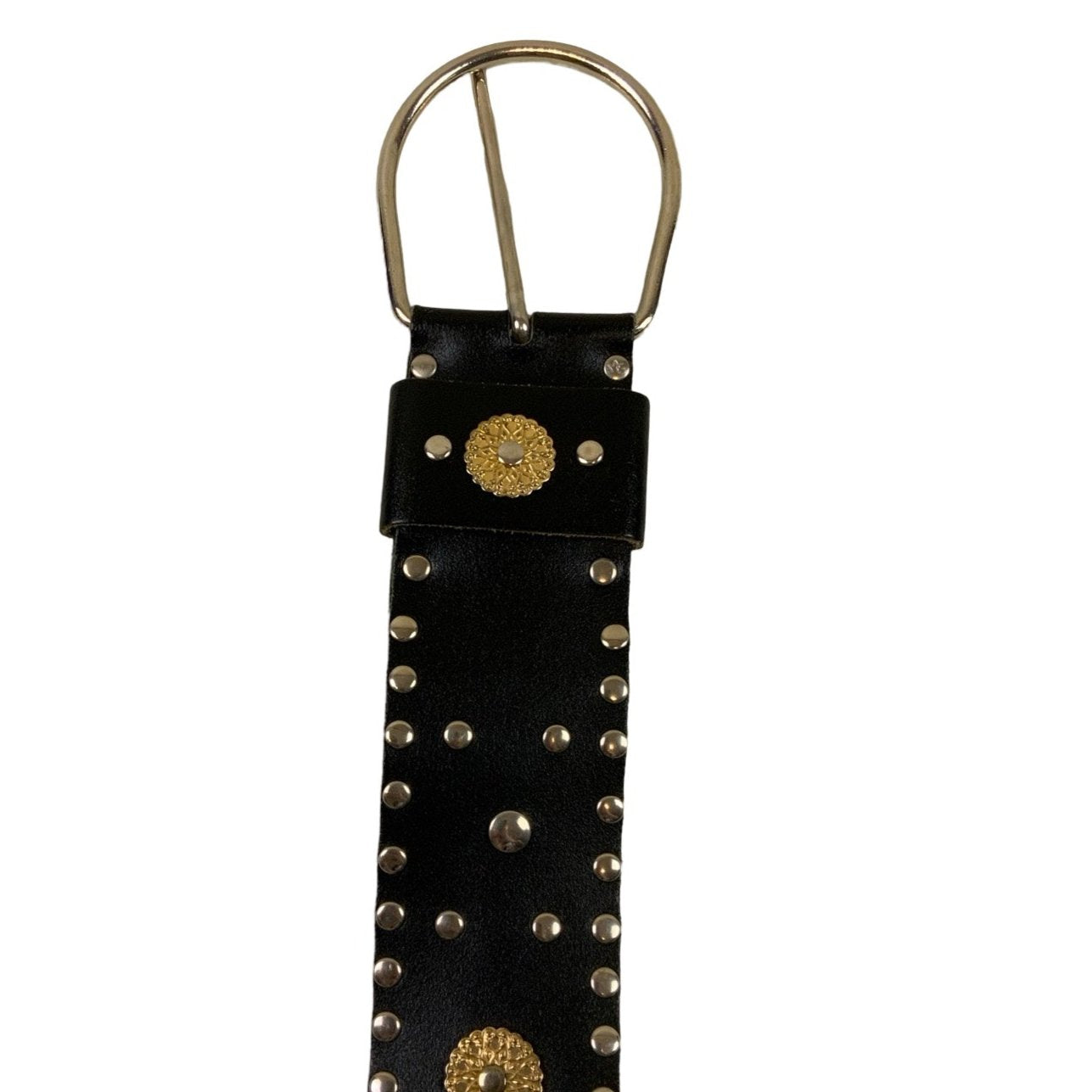 Studded Gold & Silver Black Belt