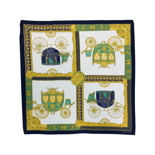 Vintage Green, Blue, and Gold Carriage Scarf