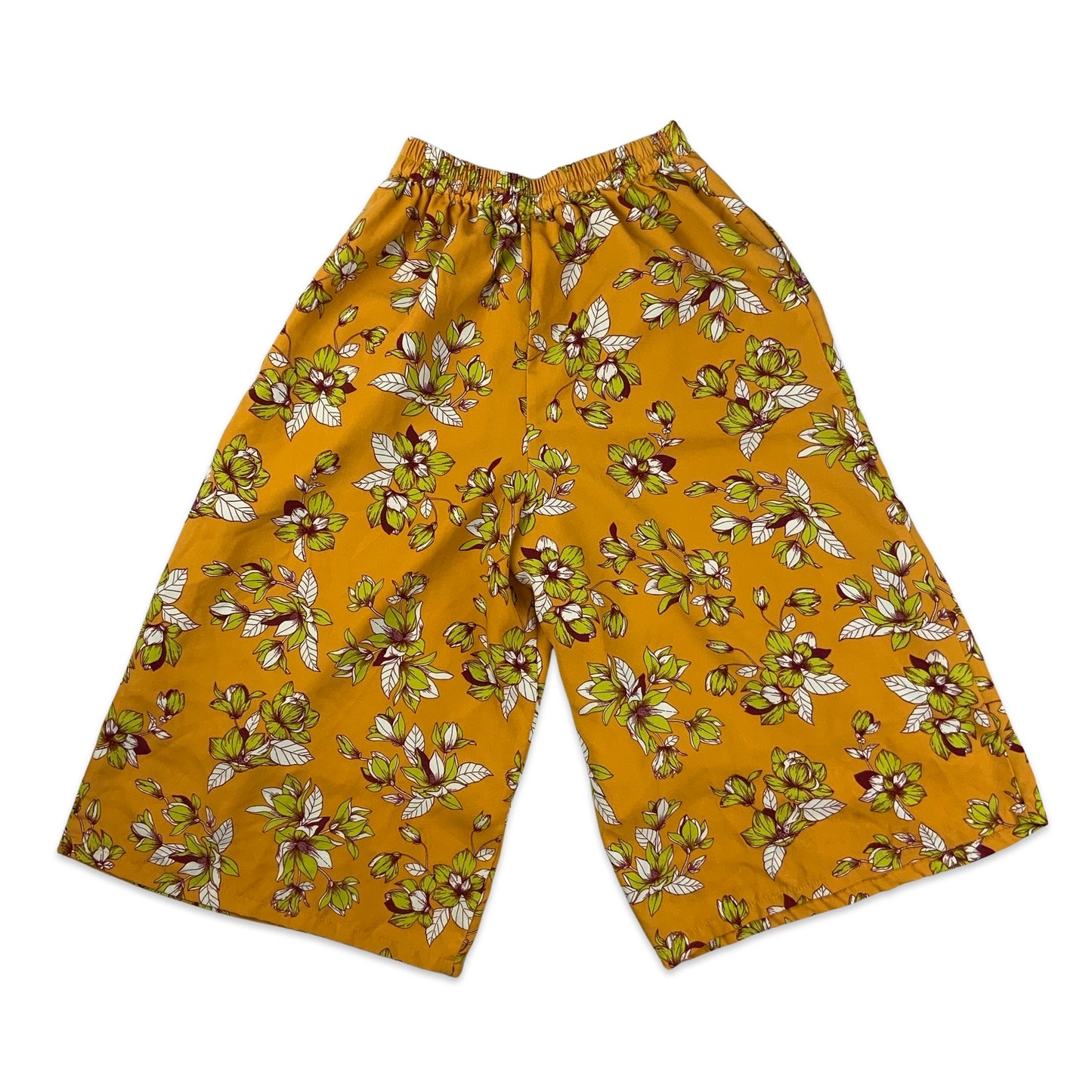 Vintage Orange Floral Culotte Trousers 6 8 10