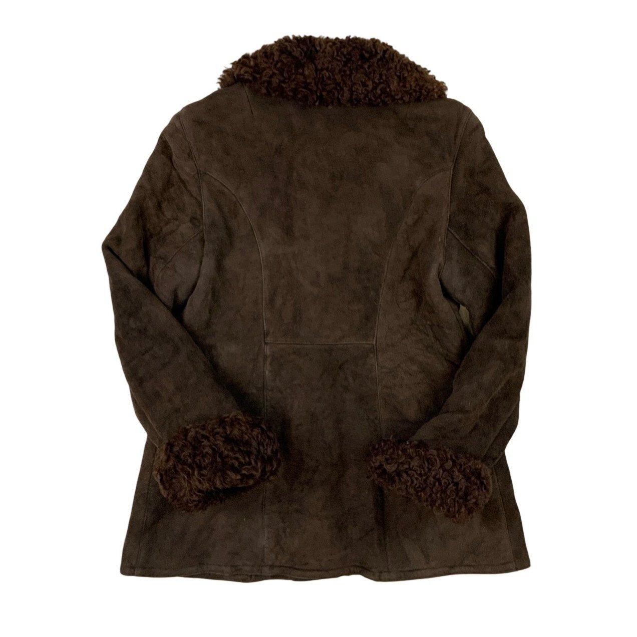 Vintage Brown Long Shearling Coat M 12 14