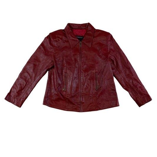 Vintage 70s ‘ Houidi Cuir’ Genuine Red Leather Jacket M 14 16