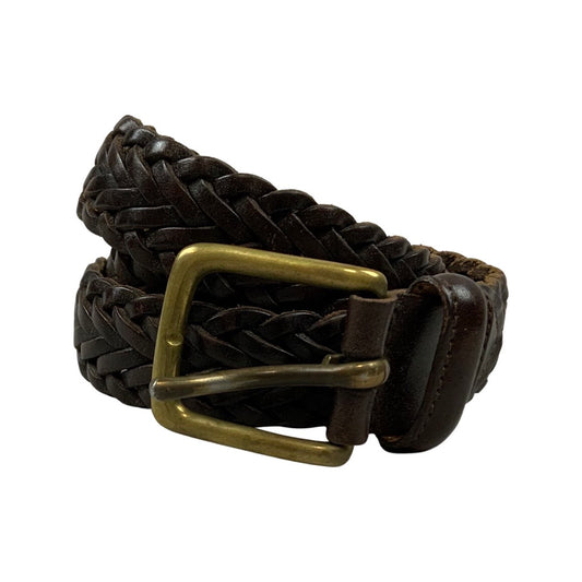Vintage Brown Leather Braided Belt