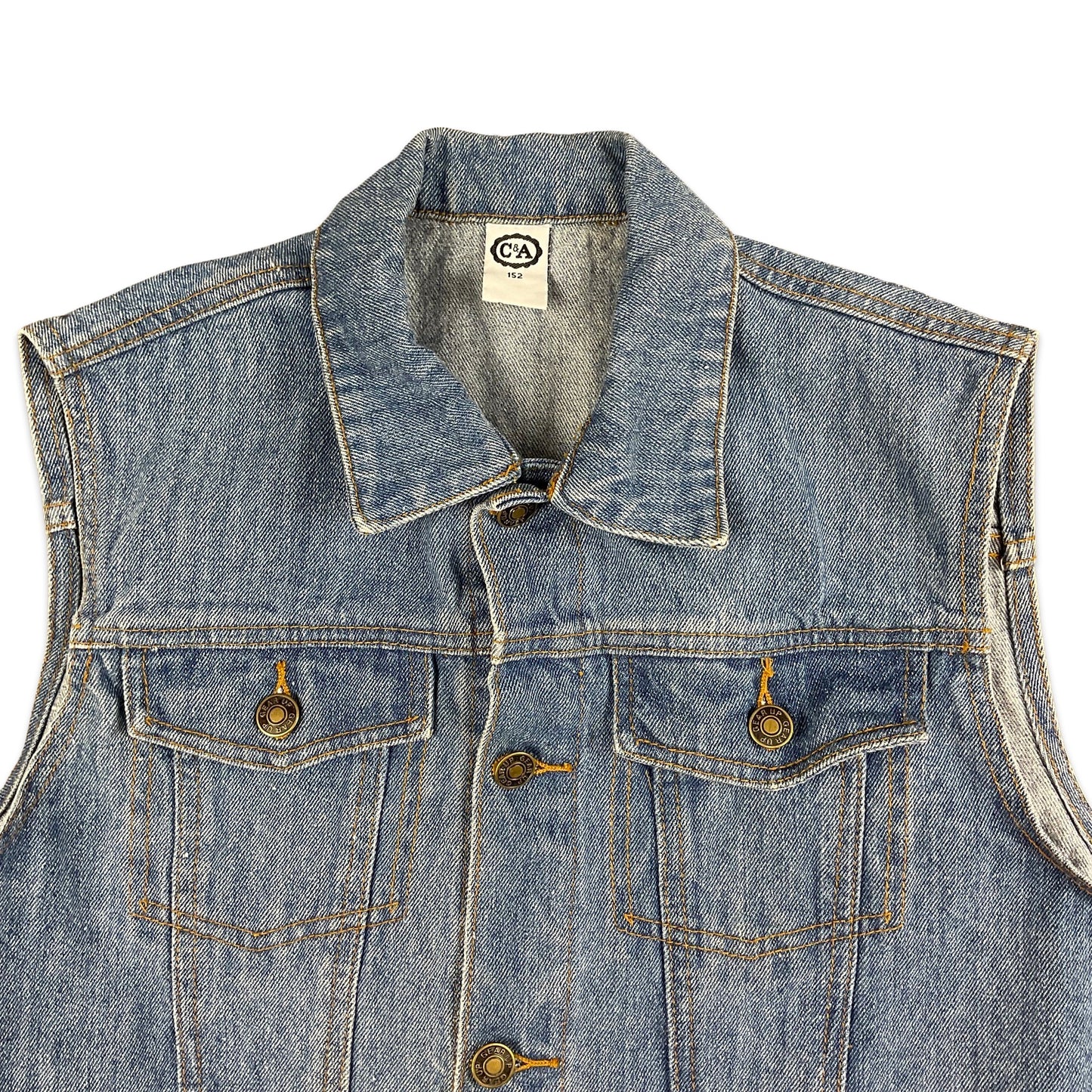 Vintage 90s Light Denim Gilet Waistcoat Jacket  10 12