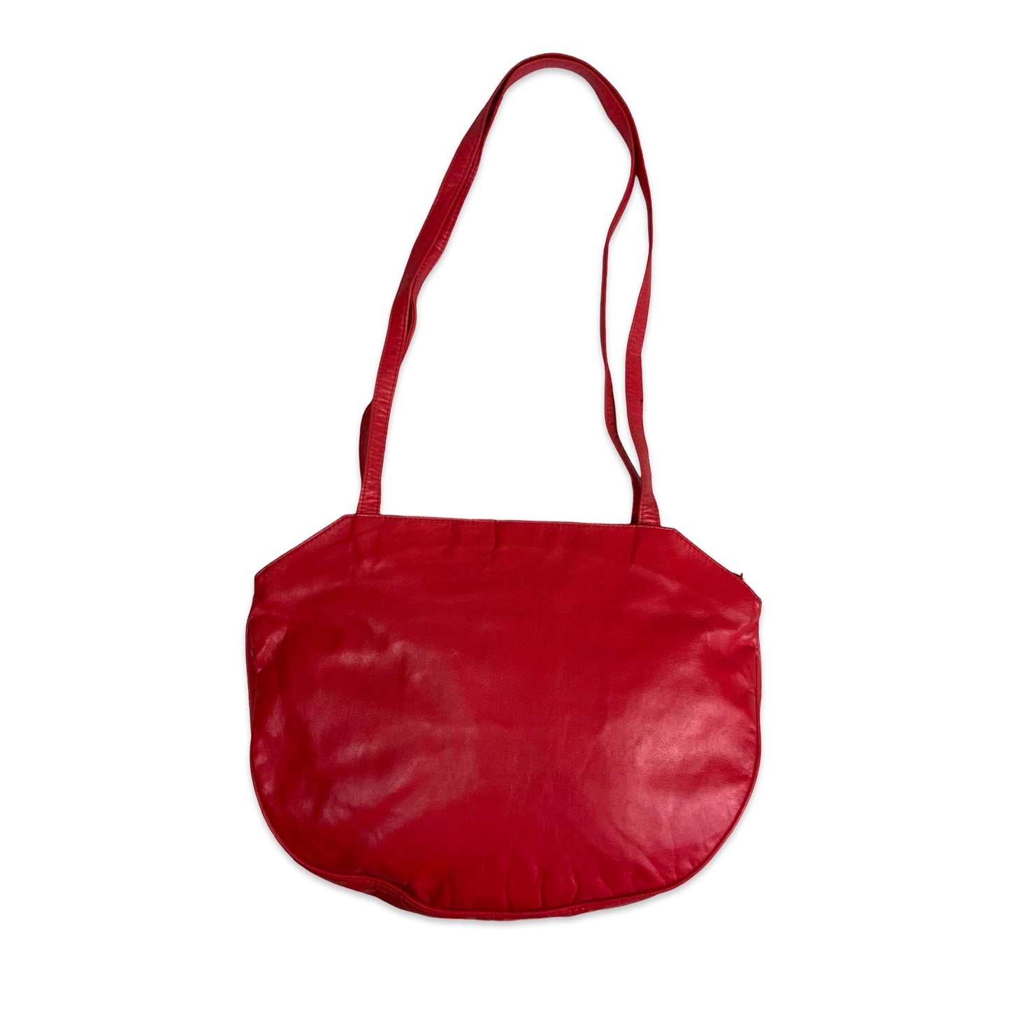 80s Vintage Red Leather Shoulder Handbag