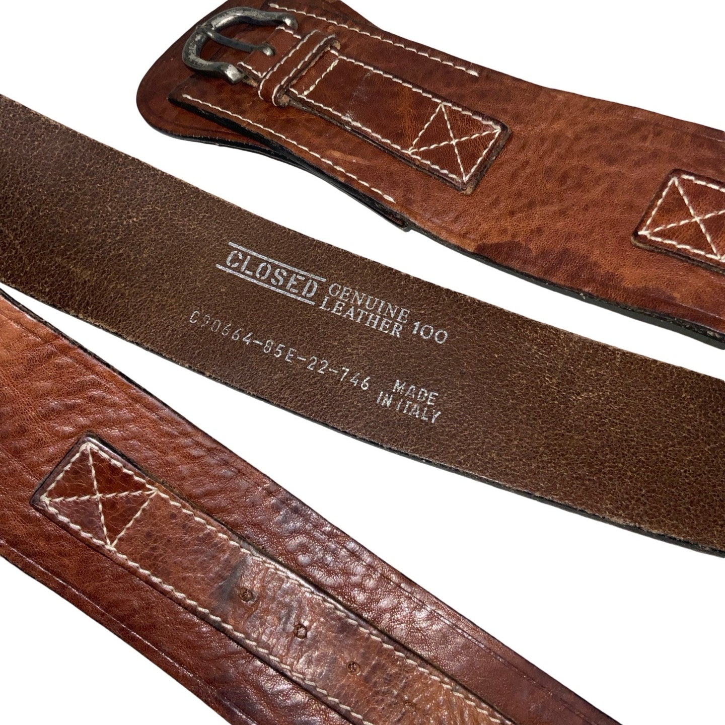 Vintage 80s 90s 'Closed' Brown Genuine Leather Western Belt