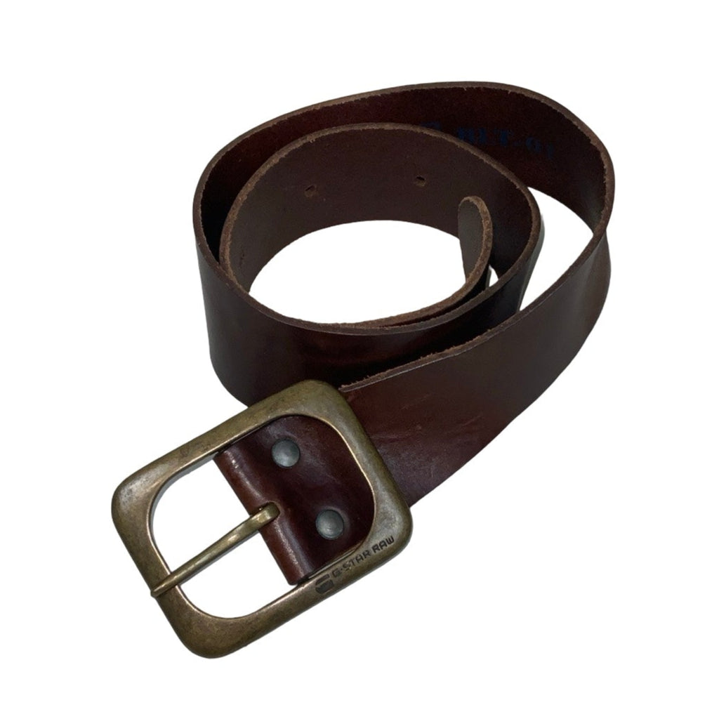 Vintage ‘G-Star Raw’ Brown Genuine (BLT-01) Leather Gold Buckle Belt