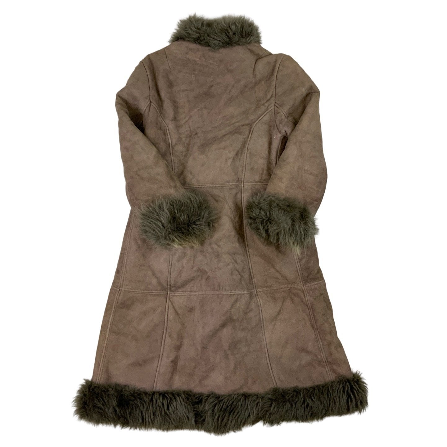 Vintage Long Shearling Brown Coat 12 14