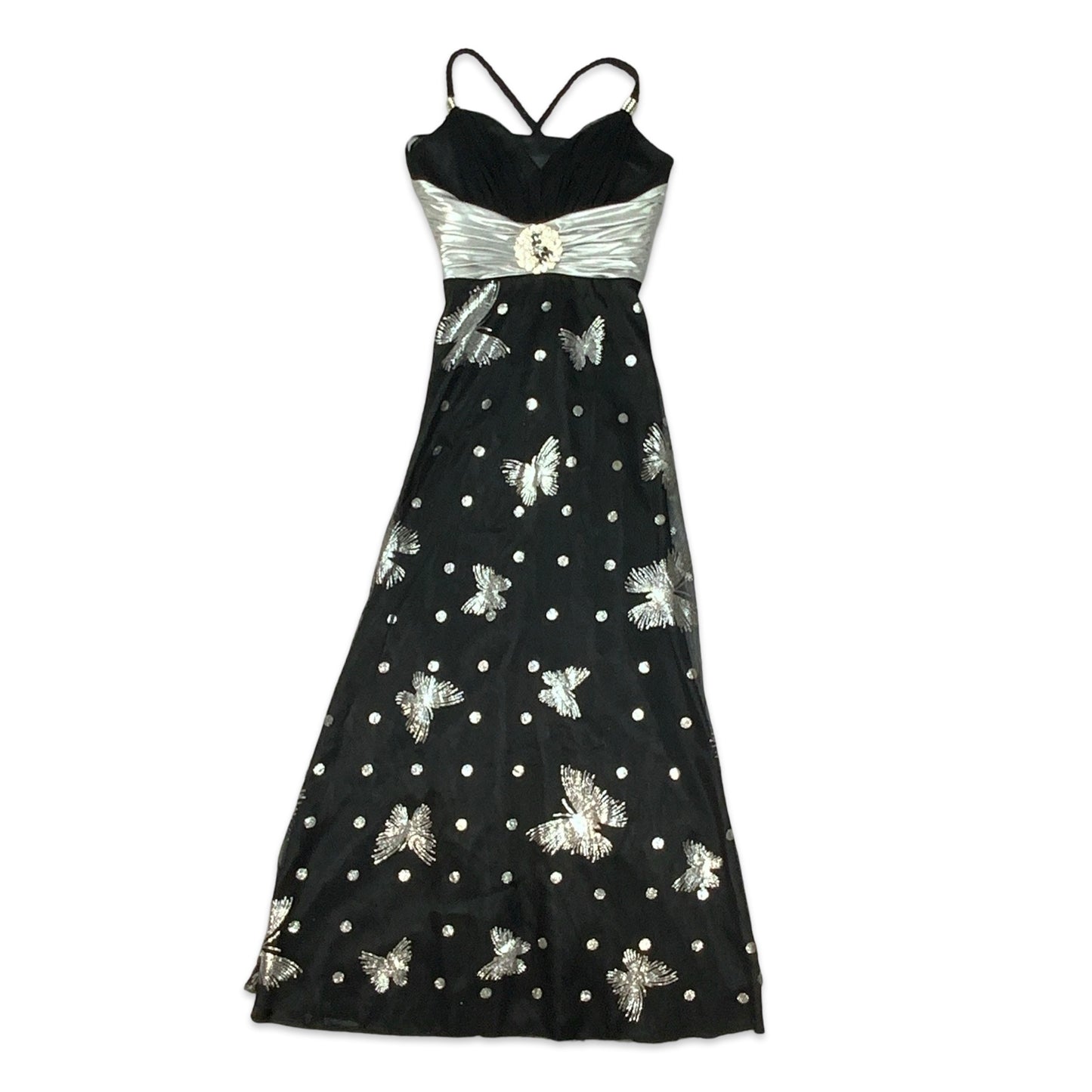 Y2K Black & Silver Maxi Dress 8