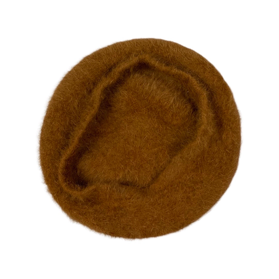 Vintage Brown Angora Beret