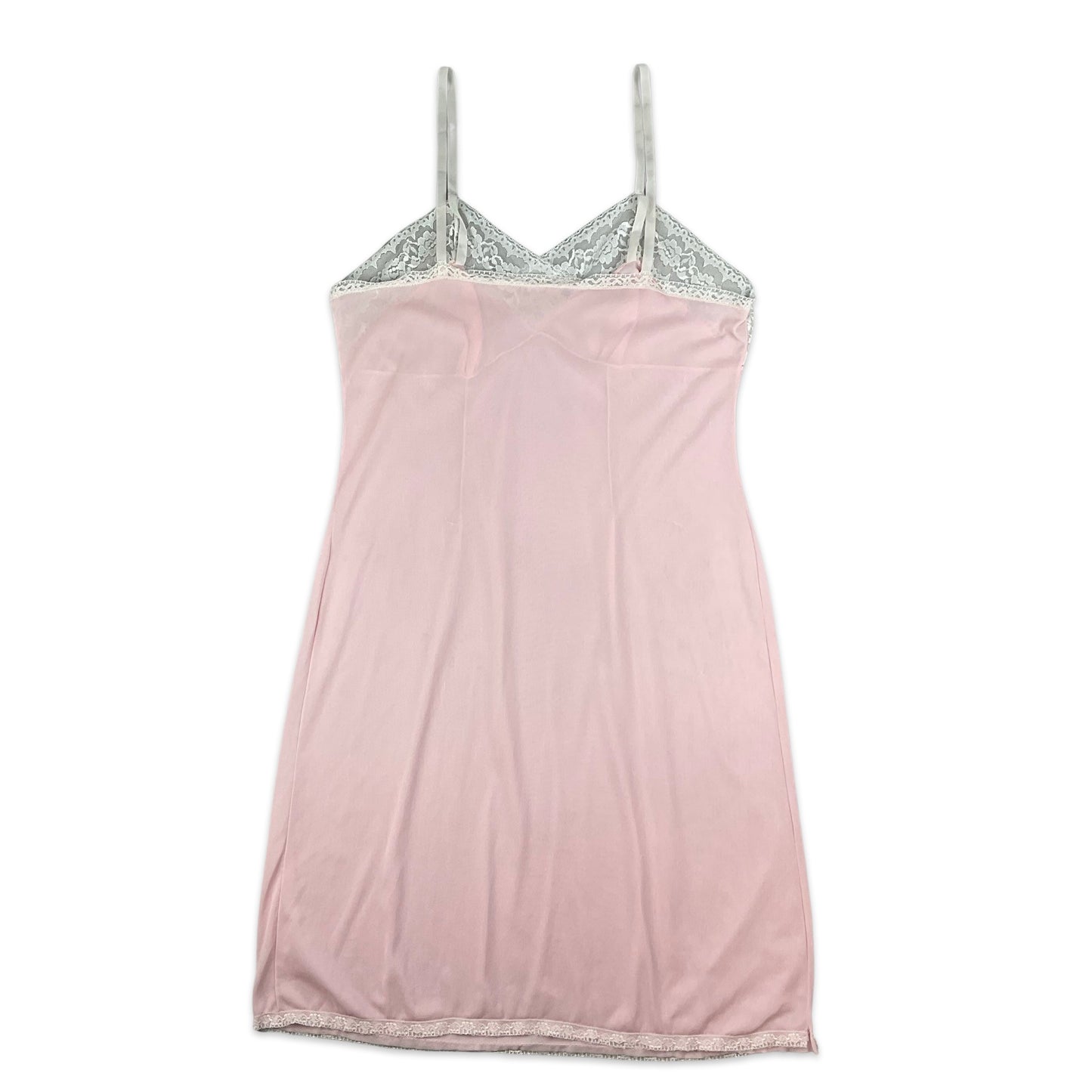 90s Baby Pink & White Lace Slip Dress