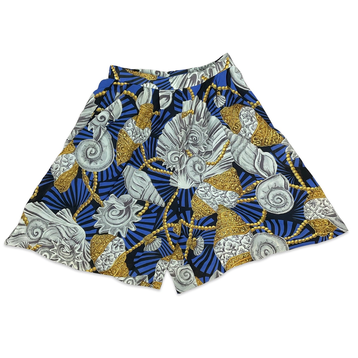 Vintage Blue Grey Gold High Waisted Shorts 8 10