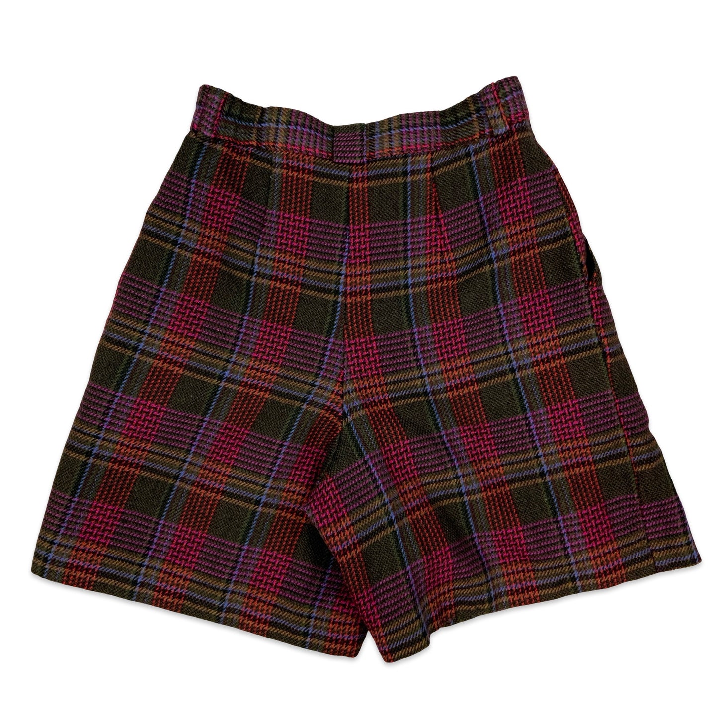 Vintage Black Purple & Red Tartan Shorts 8