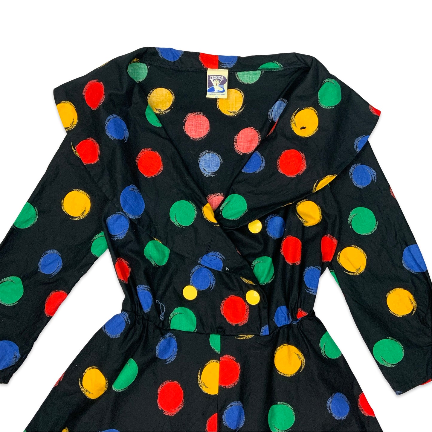 80s Polka Dot Puff Ball Midi Dress 12