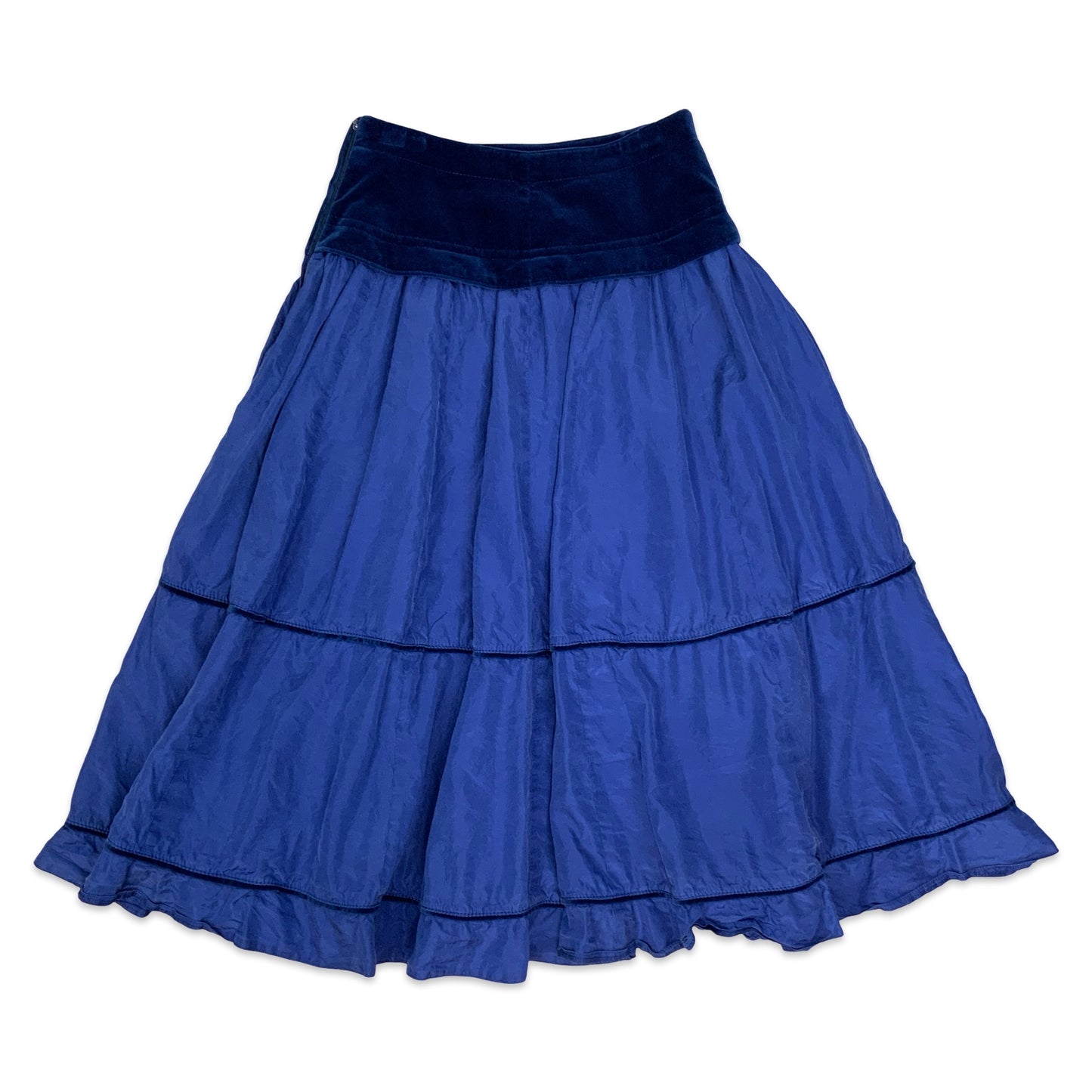 Vintage Blue Tiered Midi Skirt 8