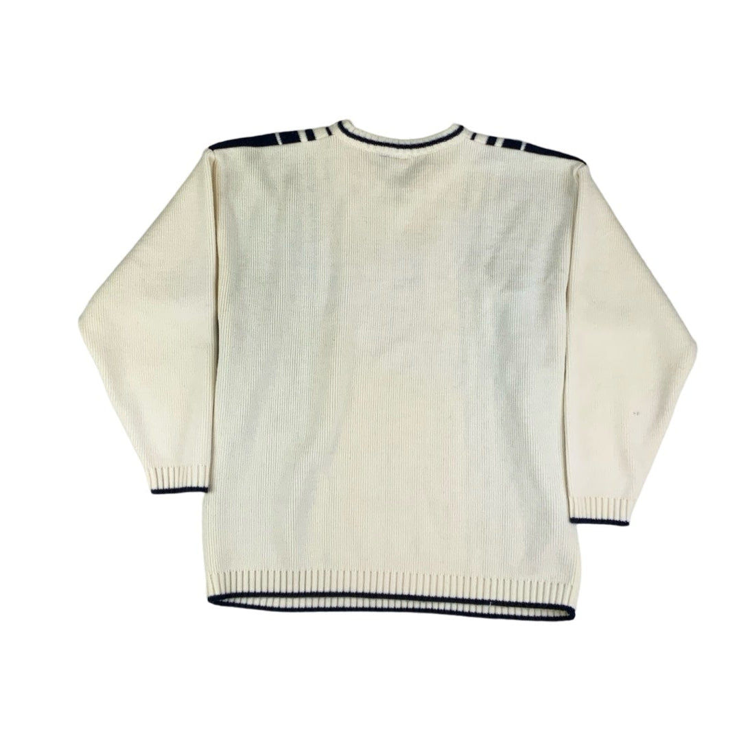 Vintage ‘Fila’ Cream Blue Stripe V-Neck Jumper M L