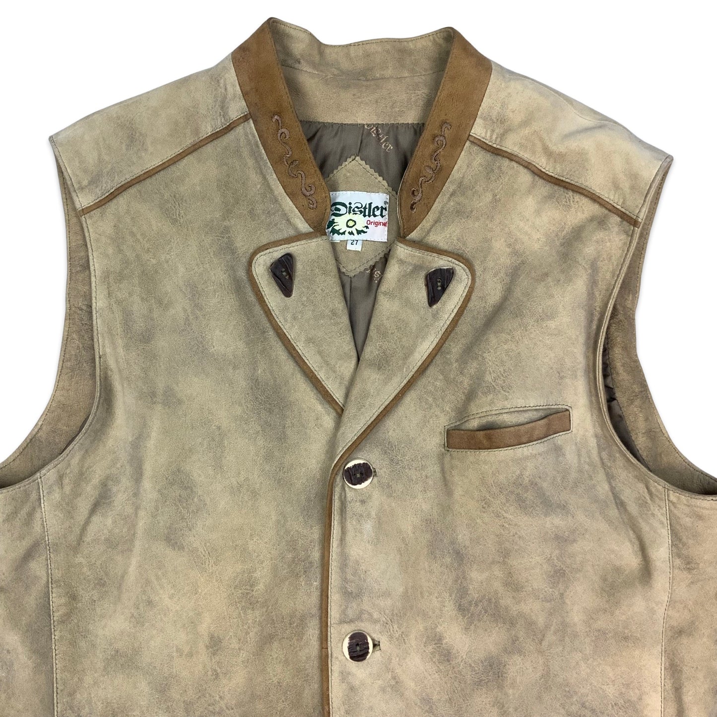 Vintage Beige & Brown Suede Waistcoat 14 16