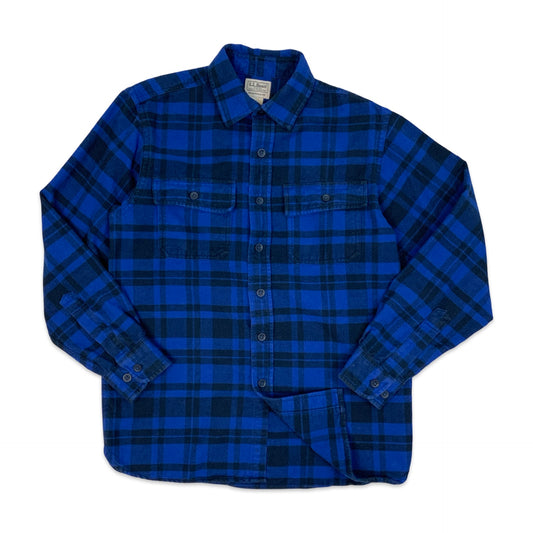 Vintage Black & Blue Plaid Flannel Shirt S M