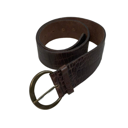 Vintage 80s 90s ‘Weinmann’ Brown Suede Croc Leather Buckle Belt