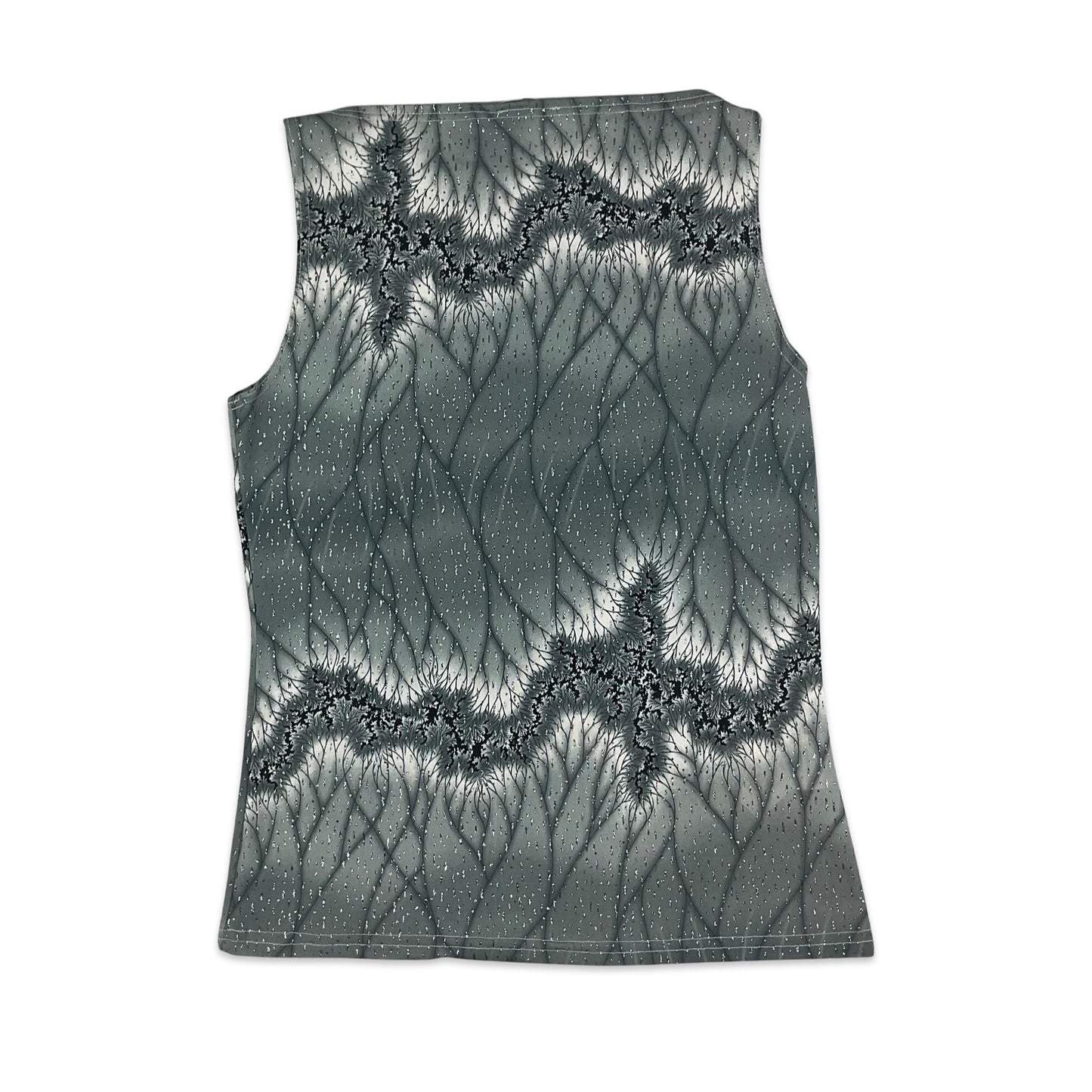 Y2K Grey & Silver Abstract Print Vest Top 6 8 10