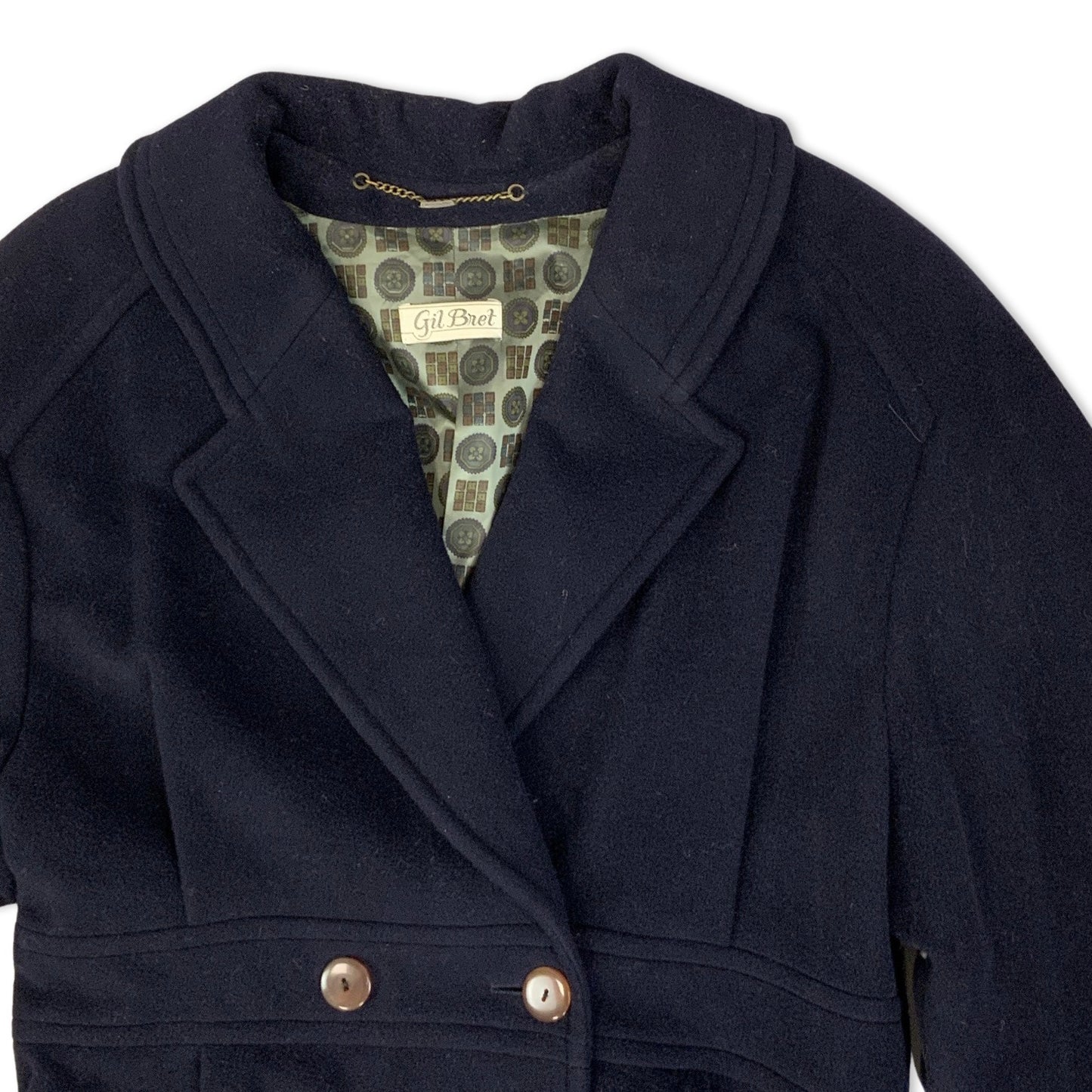 Vintage Double Breasted Navy Wool Ladies' Trench Coat 10