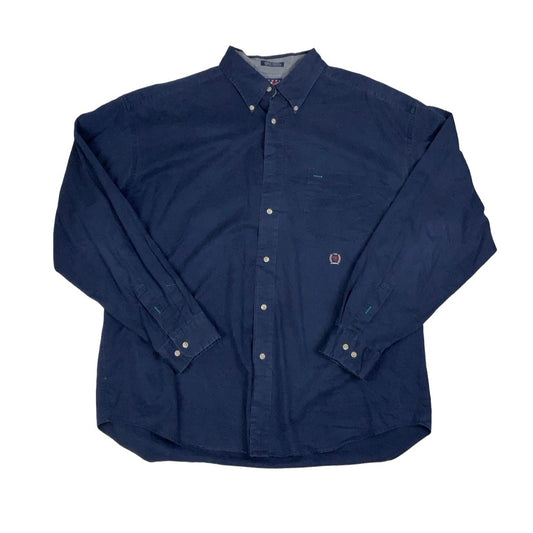 Vintage 90s ‘Tommy Hilfiger’ Blue Single Pocket Button Down Long Sleeve Shirt XL 2XL