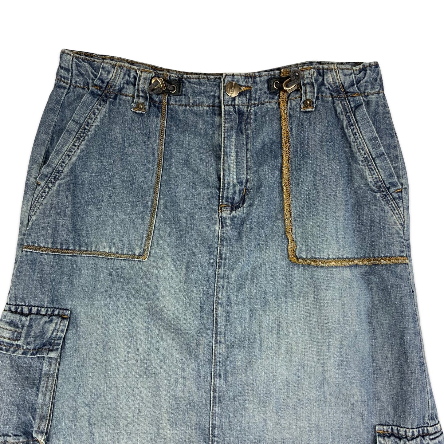 Y2K Denim Cargo Midi Skirt 6 8 10