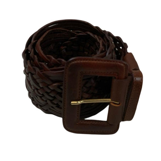 Vintage Brown Woven Leather Belt