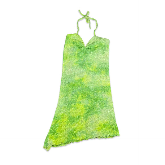 90s Lime Green Halter Neck Dress
