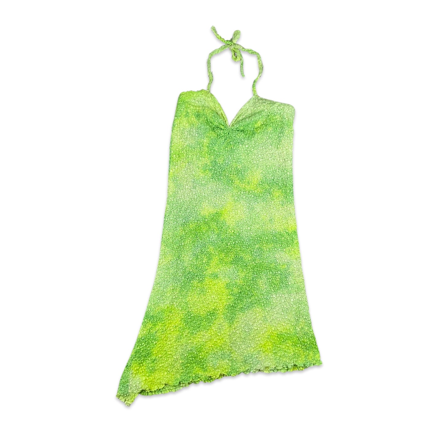 90s Lime Green Halter Neck Dress