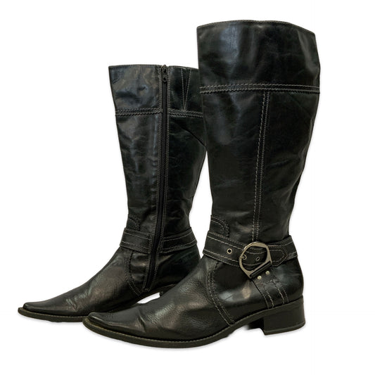 Vintage Black Pointed Western Boots UK 7