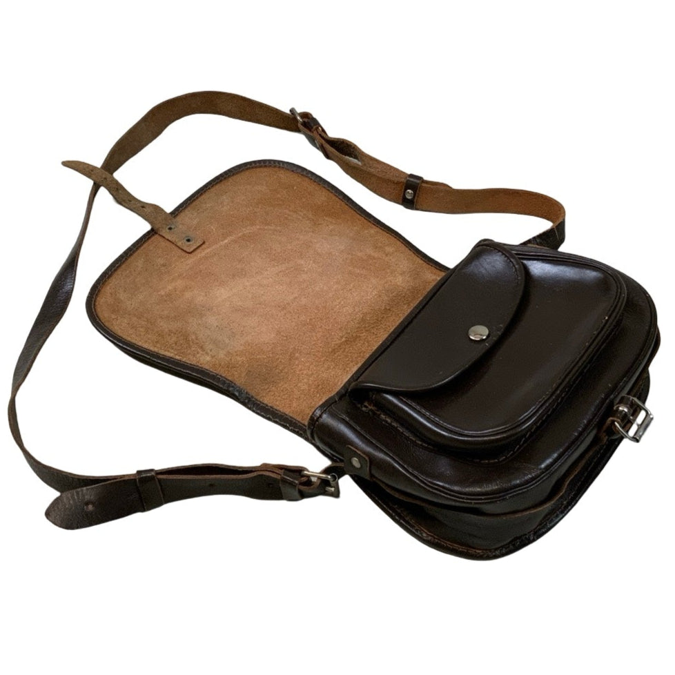 Vintage Brown Buckle Leather Saddle Shoulder Bag