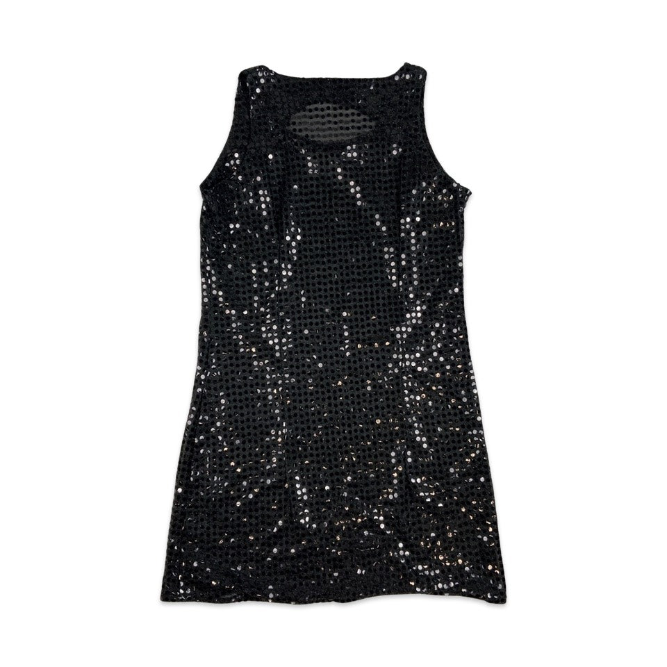 Vintage Black Sequin Sleeveless Minidress 8 10