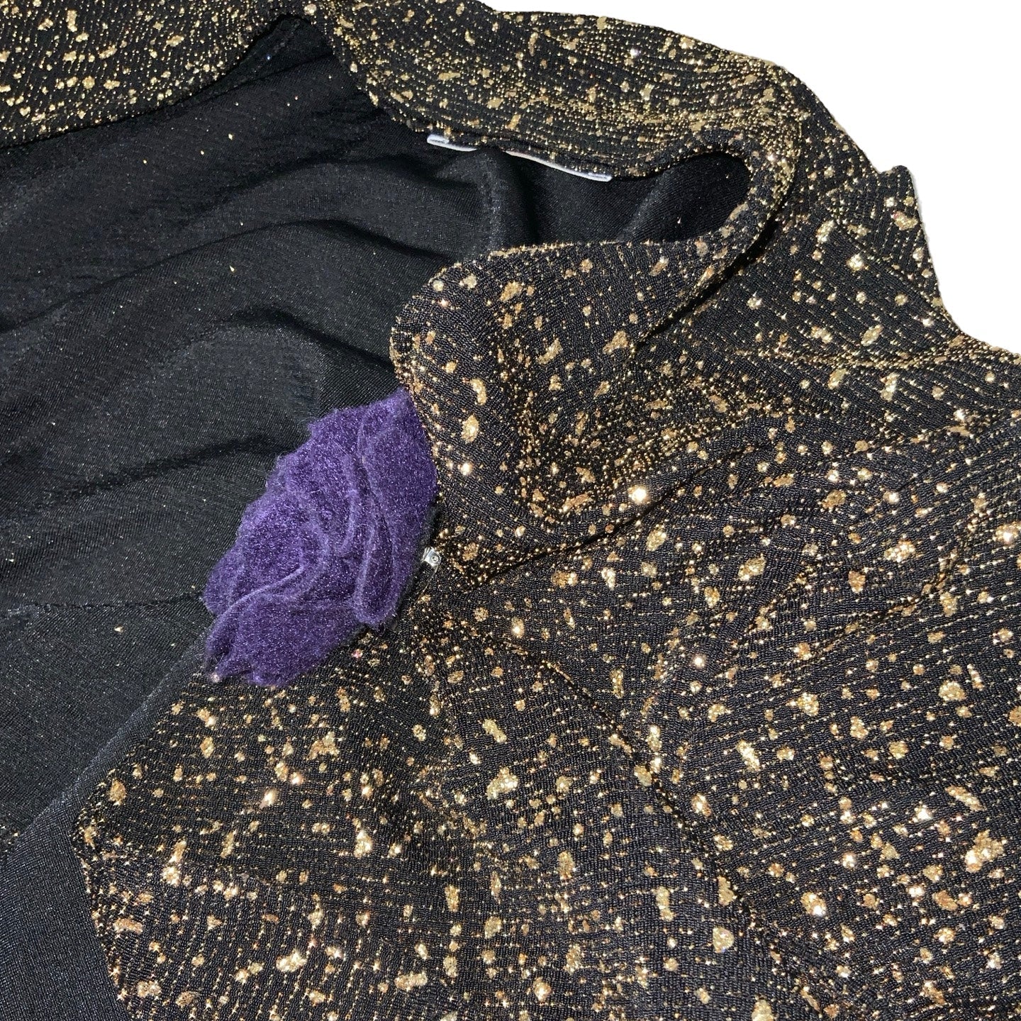 Vintage ‘Catwalk’ Black Gold Sparkle Crop Bolero Jacket 12 S M